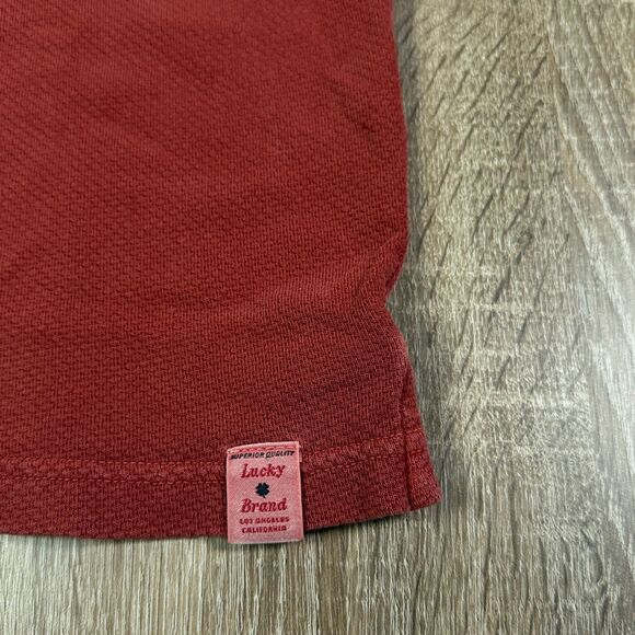 Lucky Brand Red Double Pocket Polo Shirt Men’s L Waffle Knit Casual VTG Style - Picture 4 of 8